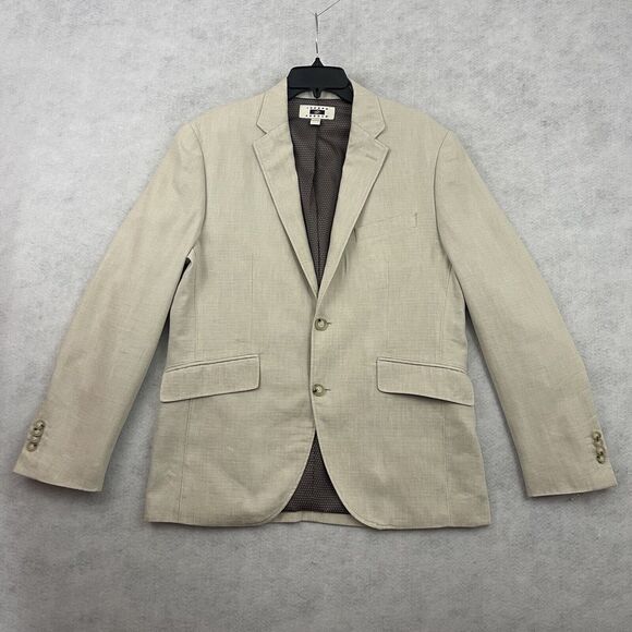 Joseph Abboud Two Button Jacket Mens Size M Beige Linen Blend Sport Coat Blazer - Picture 8 of 12